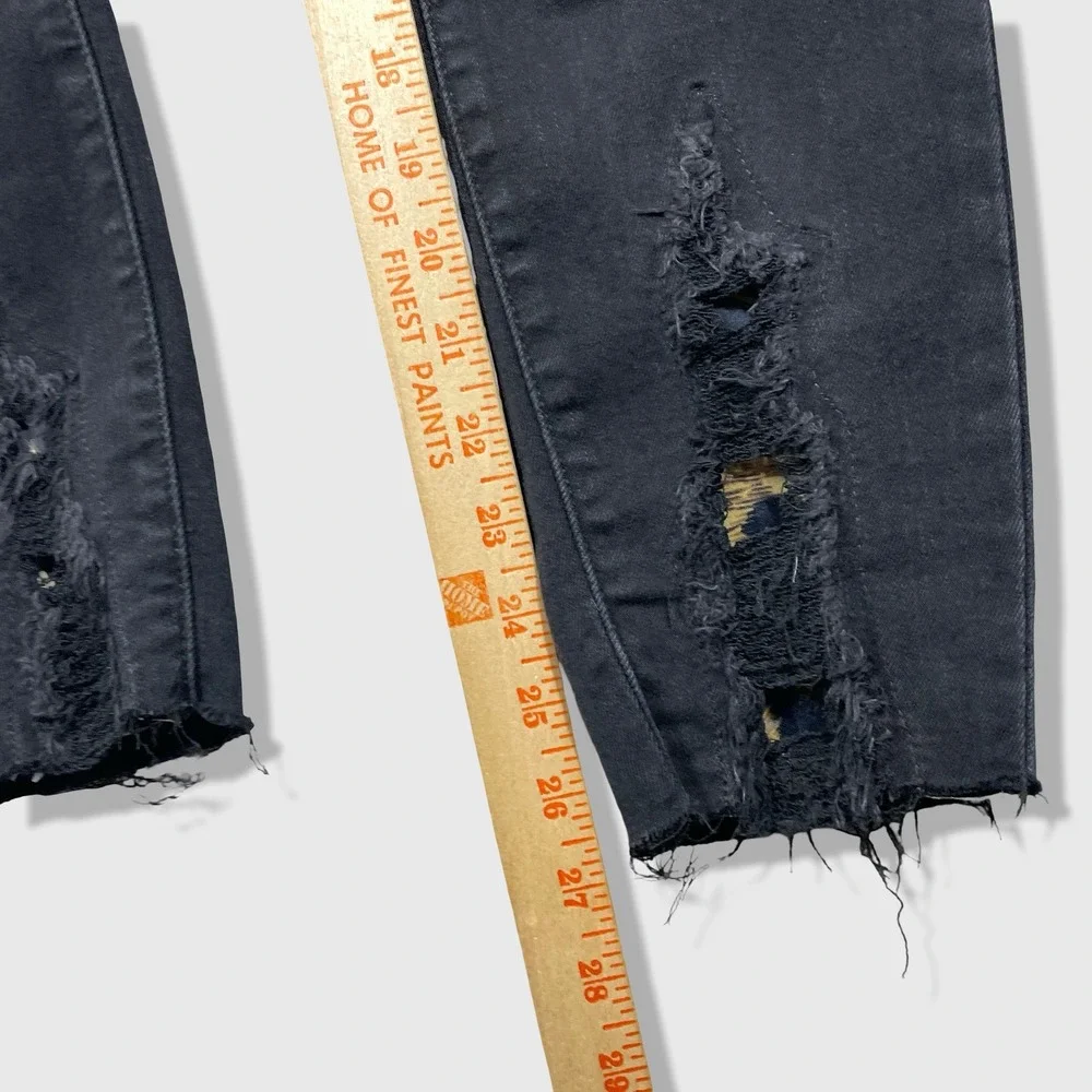 Judy Blue Skinny Jeans Womens 5/27 Black Distressed Leopard Patch Mid‎ Rise